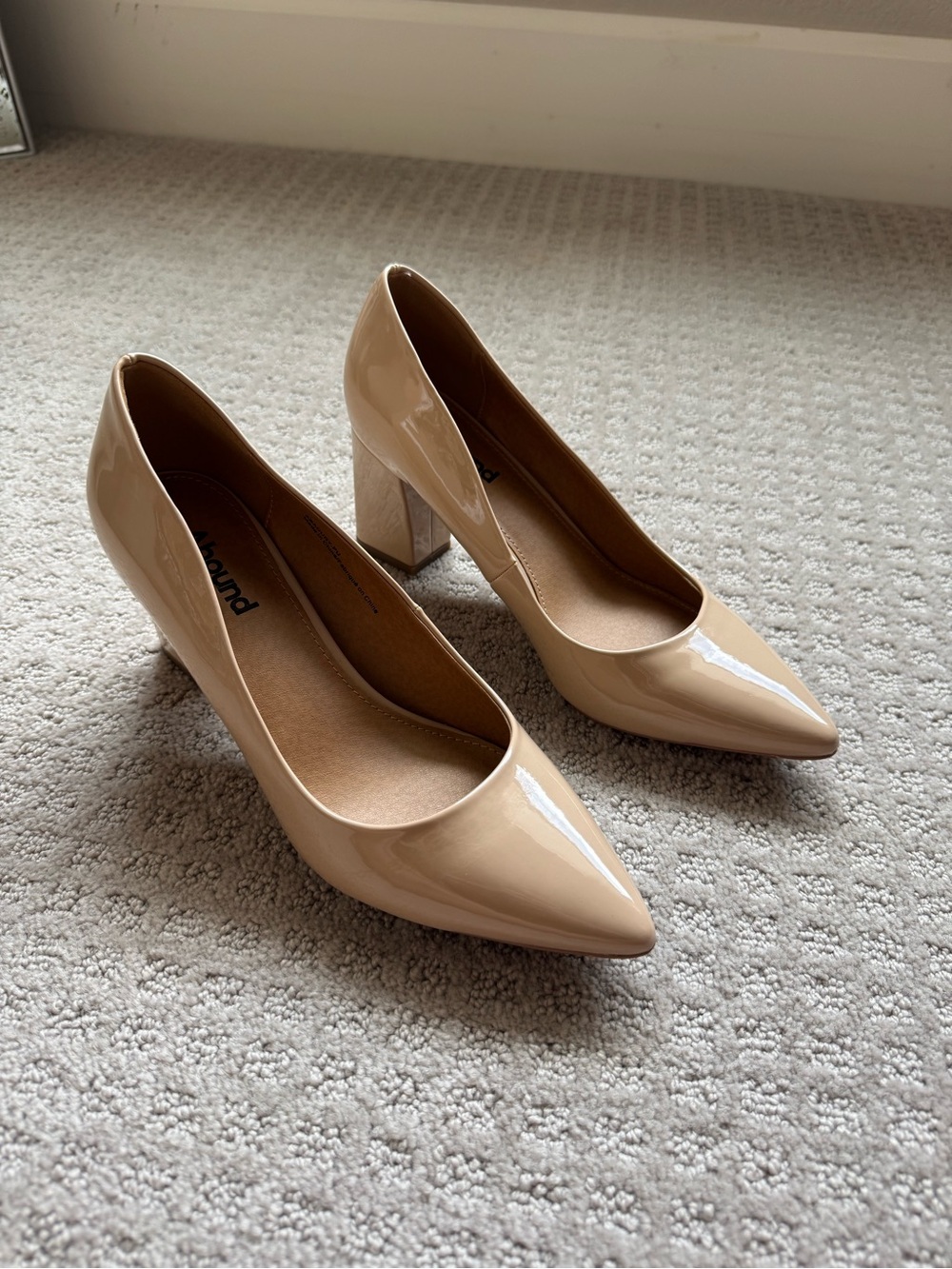 Abound Nude Patent Pointed-Toe Block Heel Pumps